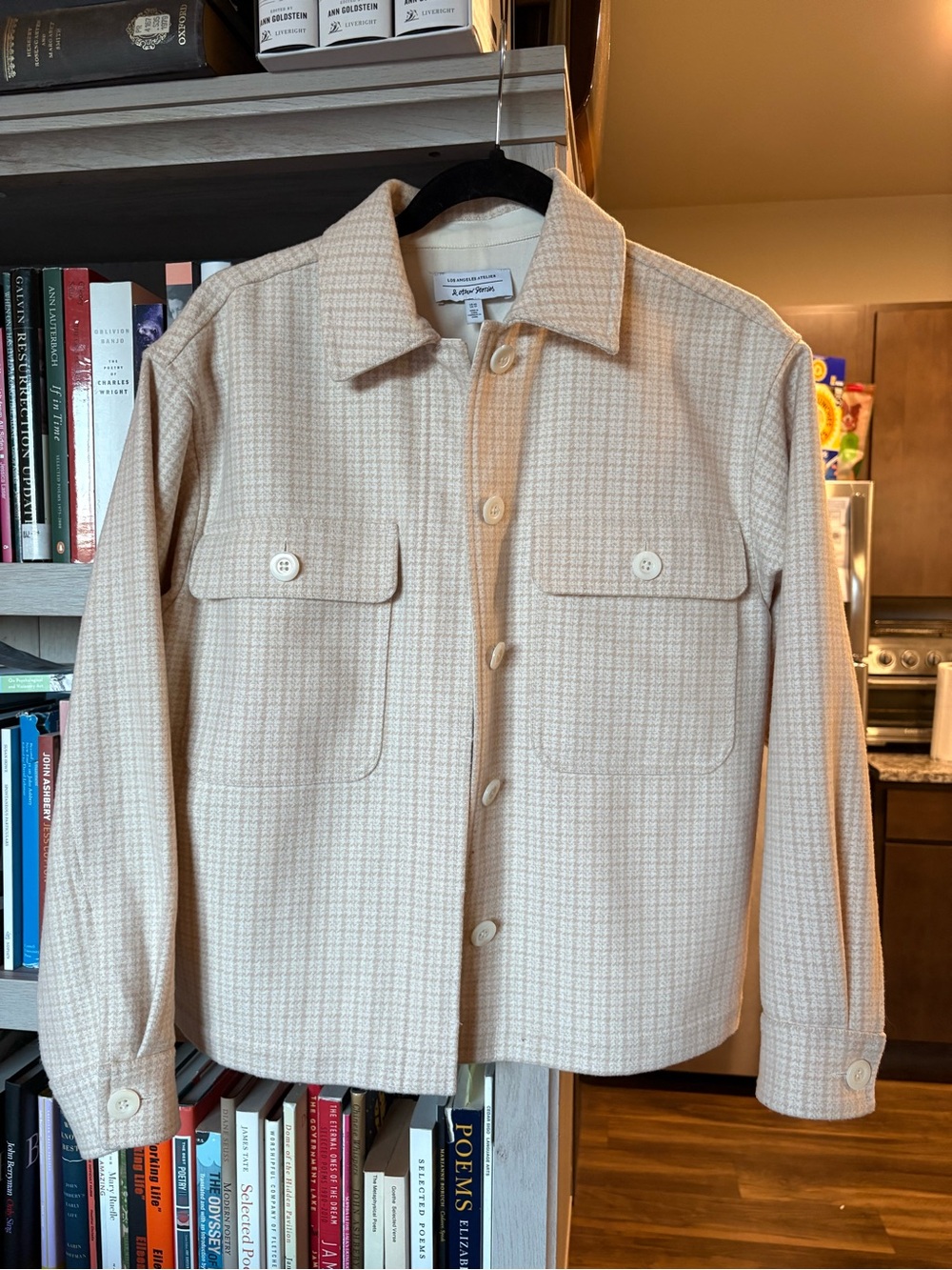 & Other Stories Cream Houndstooth Wool-Blend Shirt Jacket
